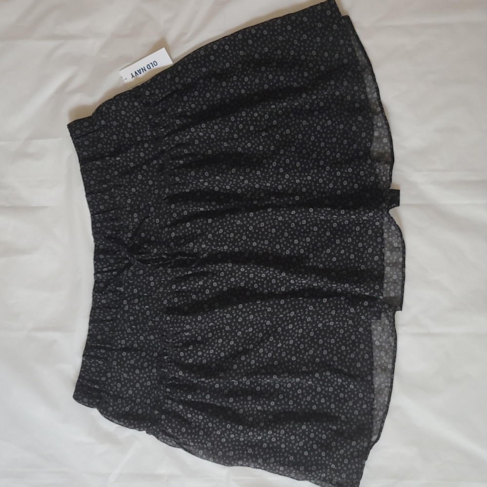 [NWT] Old Navy Ditsy Floral Black & Grey Tiered Mini Skirt - Fully Lined (Small) - Picture 3 of 16